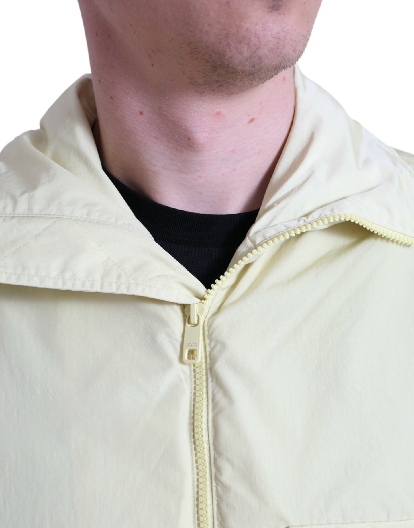 Dolce & Gabbana Yellow Nylon Collared Full Zip Parka Jacket