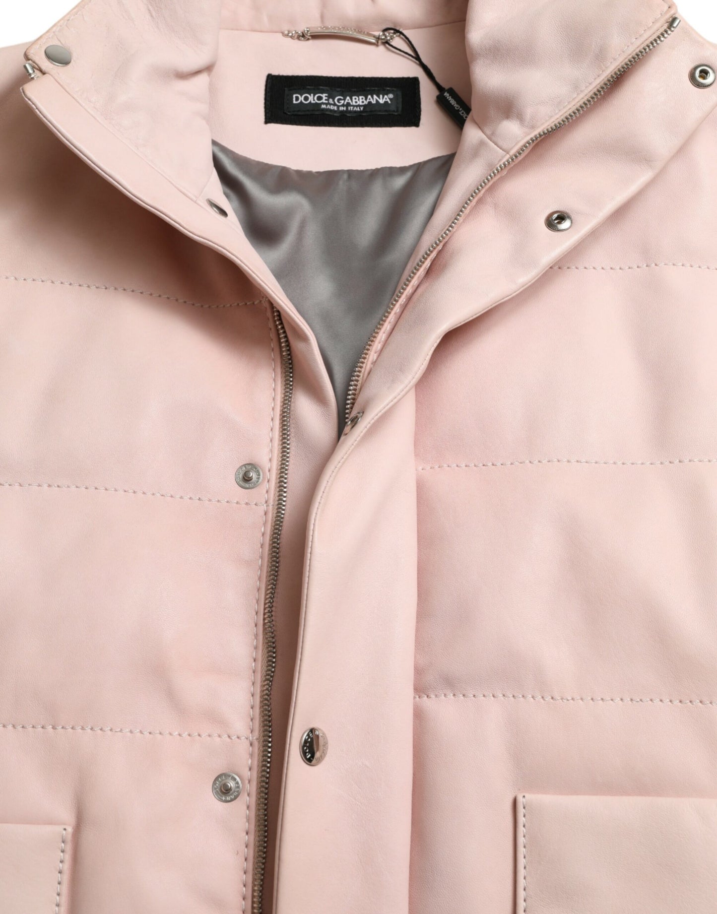 Dolce & Gabbana Pink Nylon Men Turtle Neck Puffer Jacket