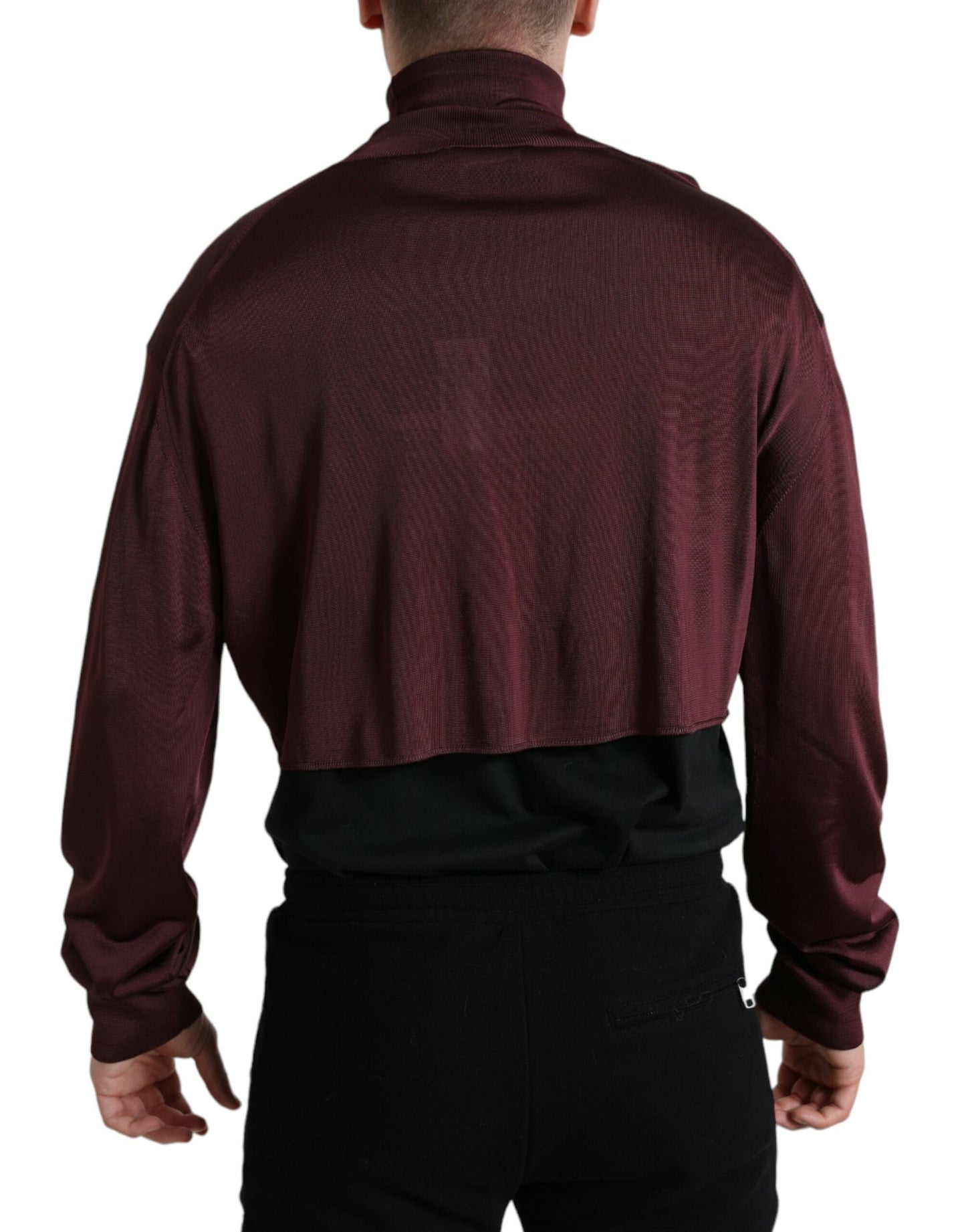 Dolce & Gabbana Maroon Viscose Turtleneck Pullover Sweater