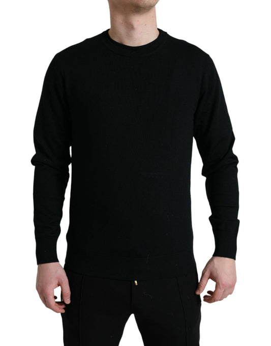 Dolce & Gabbana Black Wool Round Neck Pullover Sweater