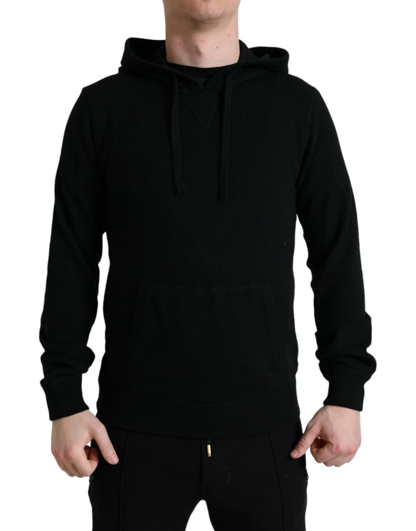 Dolce & Gabbana Black Cashmere Hooded Pullover Sweater