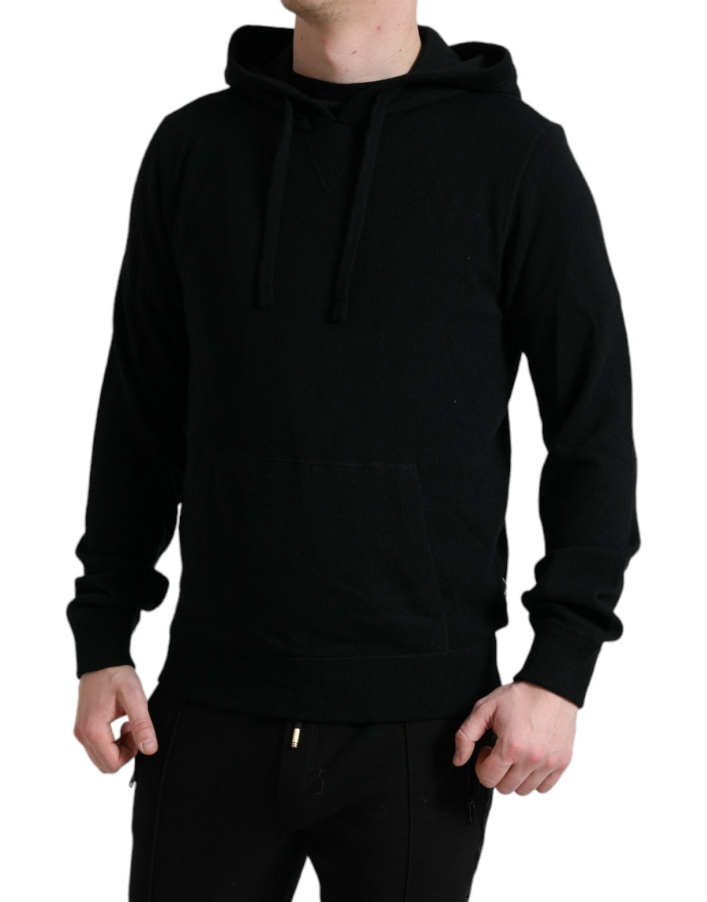 Dolce & Gabbana Black Cashmere Hooded Pullover Sweater