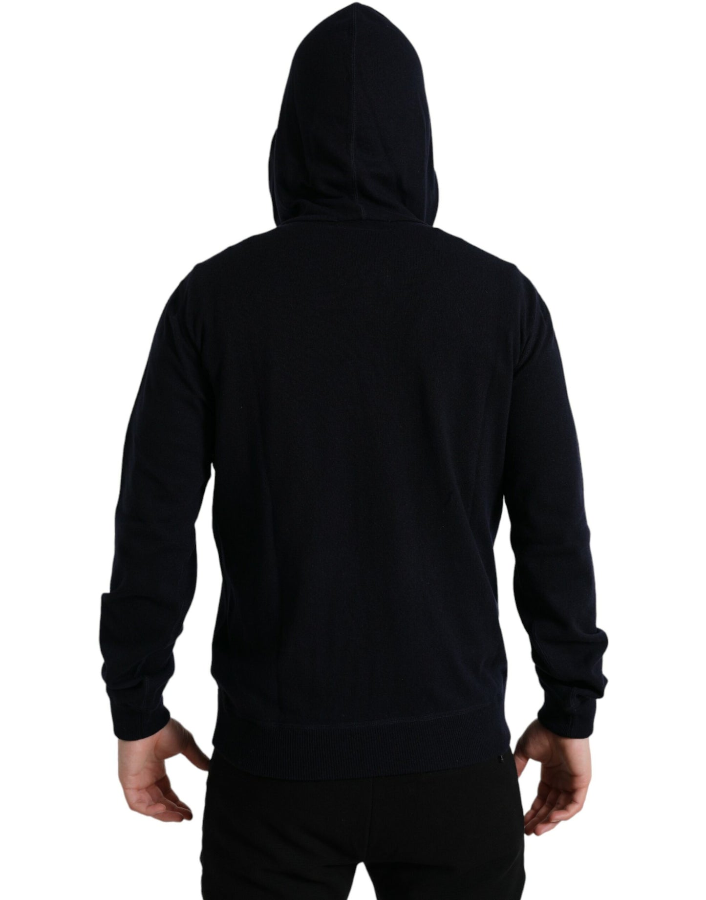 Dolce & Gabbana Blue Cashmere Hooded Pullover Sweater