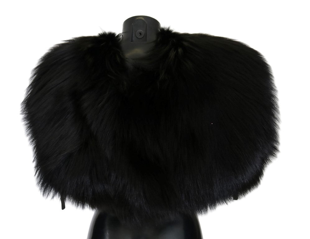 Dolce &Gabbana Zwart Zilver Fox Fur Sjaal