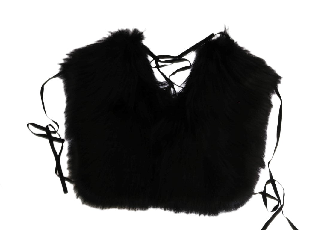 Dolce &Gabbana Zwart Zilver Fox Fur Sjaal