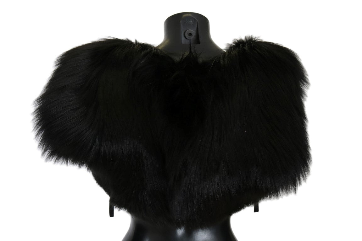 Dolce &Gabbana Zwart Zilver Fox Fur Sjaal