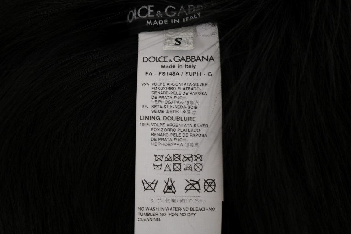 Dolce &Gabbana Zwart Zilver Fox Fur Sjaal