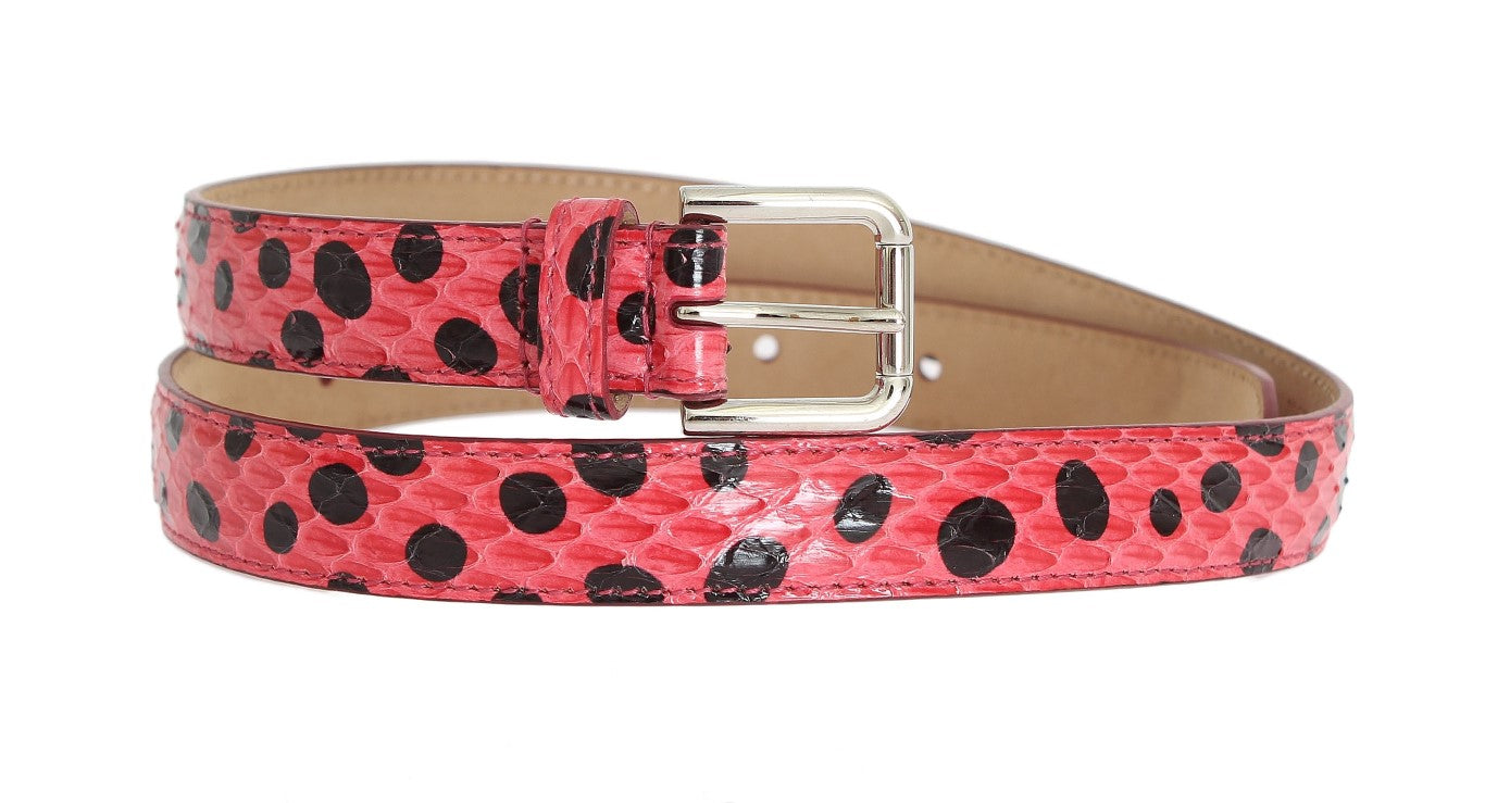 Dolce &Gabbana Roze Polka Snakeskin Zilver Gesp Riem