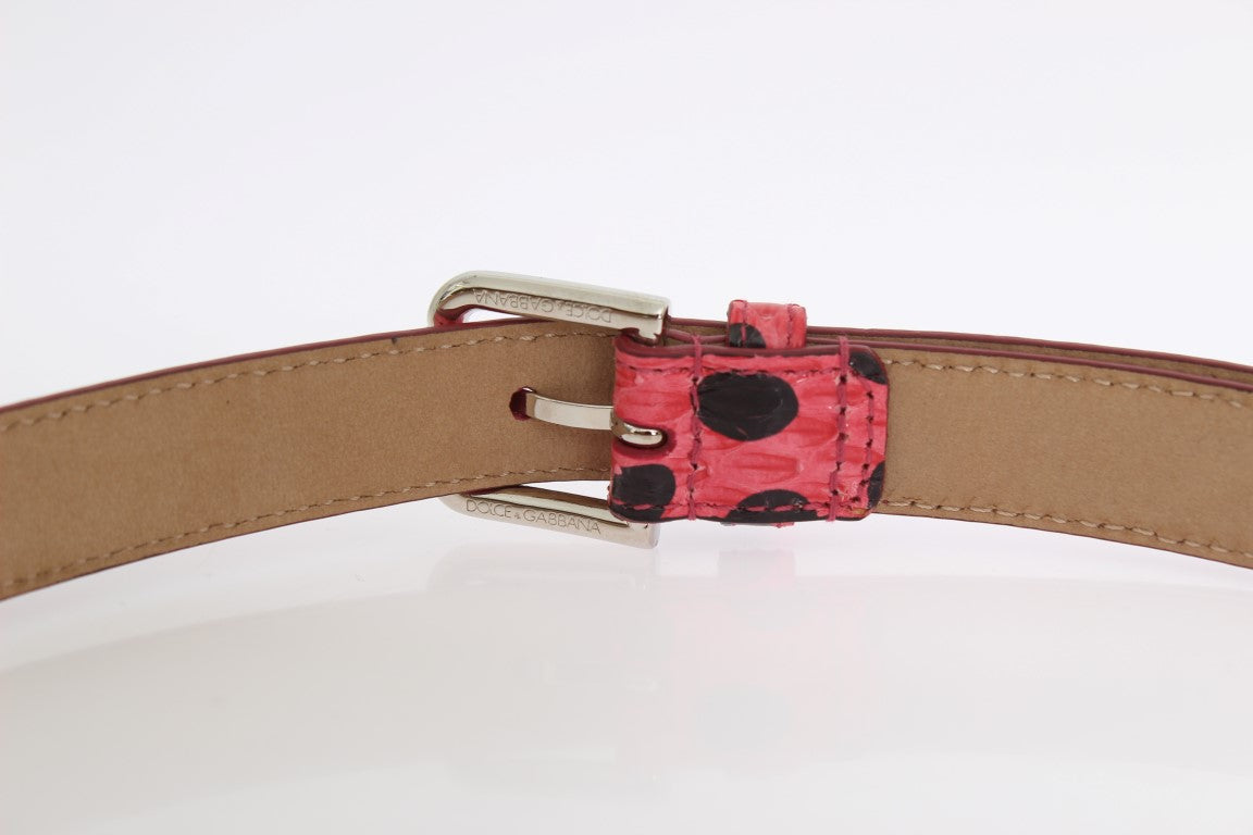 Dolce &Gabbana Roze Polka Snakeskin Zilver Gesp Riem