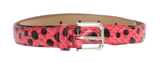 Dolce &Gabbana Roze Polka Snakeskin Zilver Gesp Riem