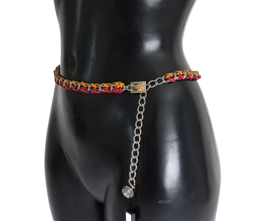 Dolce &Gabbana Rood Geel Lederen Kristallen Riem