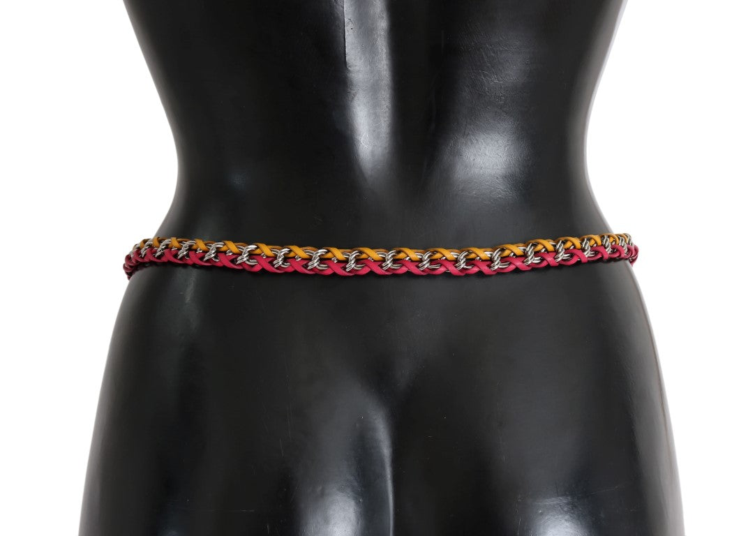 Dolce &Gabbana Rood Geel Lederen Kristallen Riem