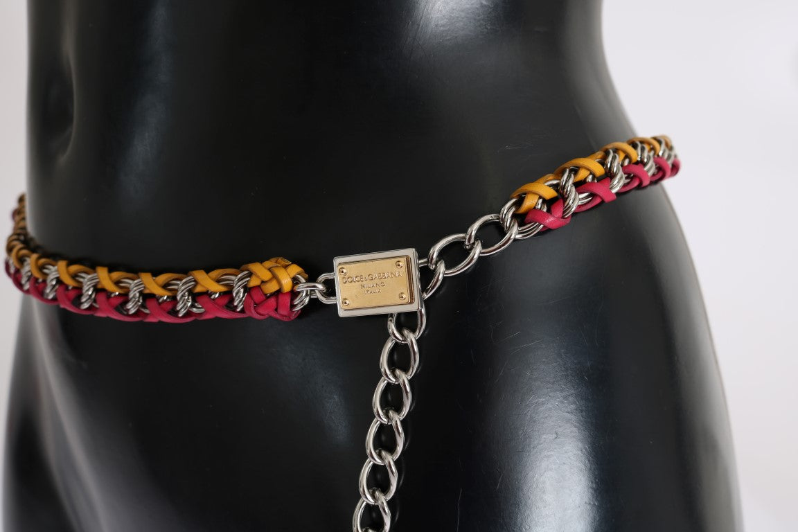 Dolce &Gabbana Rood Geel Lederen Kristallen Riem