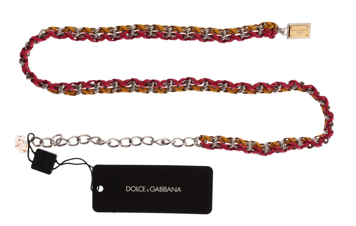 Dolce &Gabbana Rood Geel Lederen Kristallen Riem