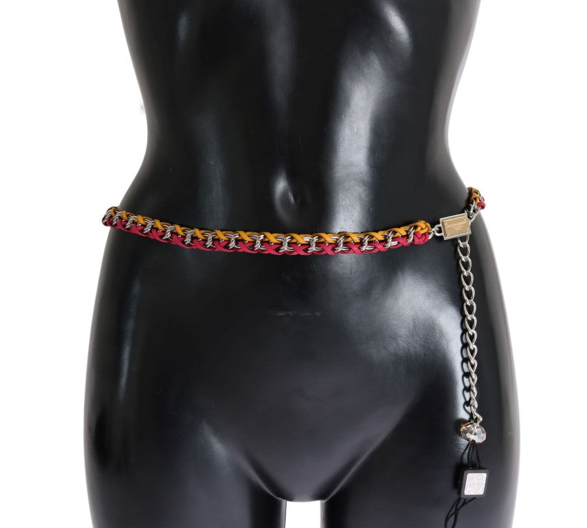 Dolce &Gabbana Rood Geel Lederen Kristallen Riem