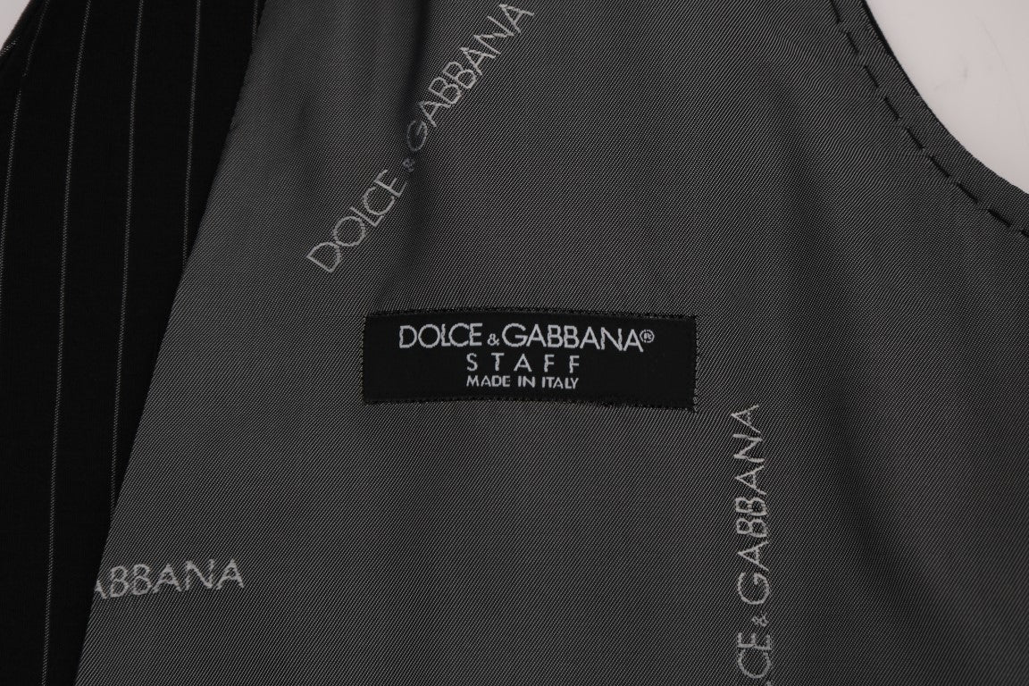 Dolce & Gabbana Black STAFF Cotton Striped Vest