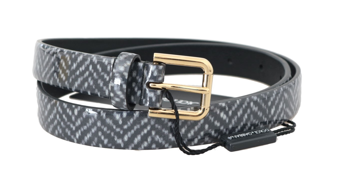 Dolce &Gabbana zwart wit chevron patroon lederen riem