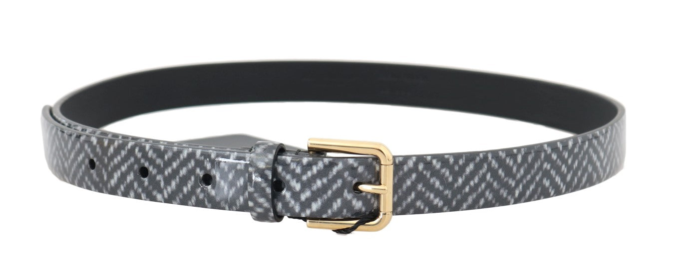 Dolce &Gabbana zwart wit chevron patroon lederen riem