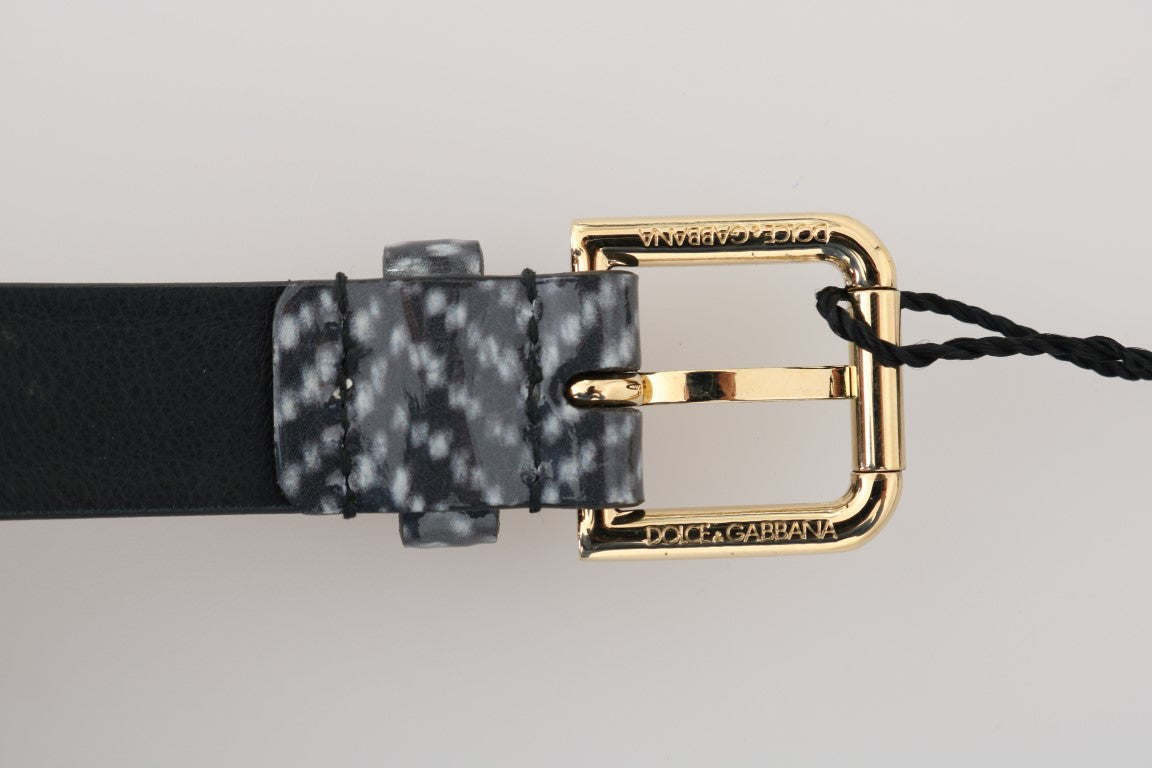 Dolce &Gabbana zwart wit chevron patroon lederen riem