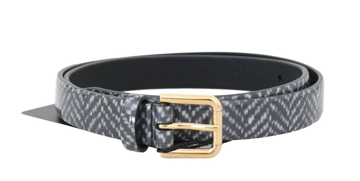 Dolce &Gabbana zwart wit chevron patroon lederen riem