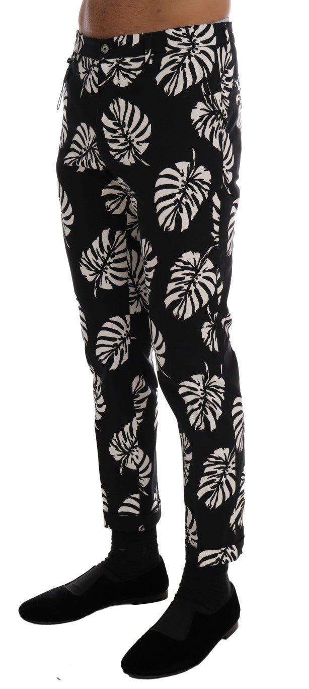 Dolce & Gabbana Slim Fit Leaf Print Ankle Pants