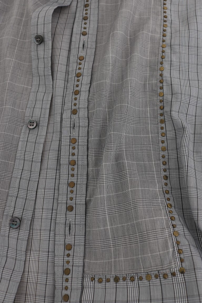 Dolce & Gabbana Elegant Gray Checkered Slim Fit Casual Shirt