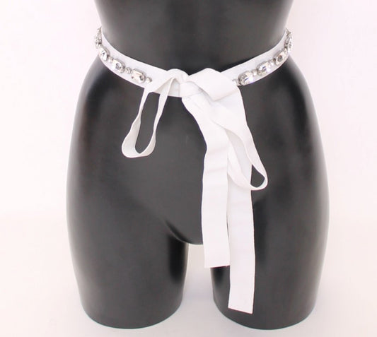 Dolce &Gabbana Witte Kristallen Stenen Taille Riem