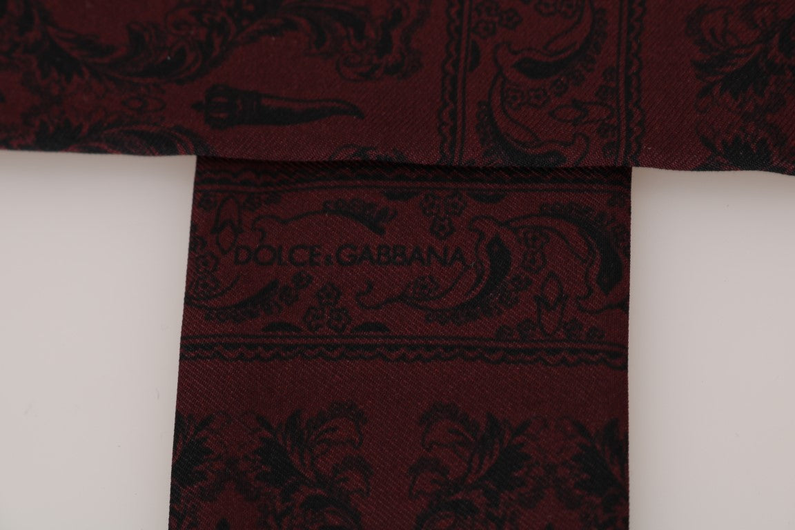 Dolce &Gabbana Bordeaux Silk Crown Chili Sjaal