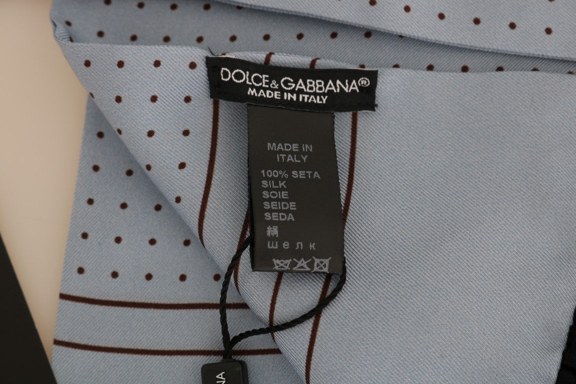 Dolce &Gabbana Blauwe Zijde Polka Dot Sjaal