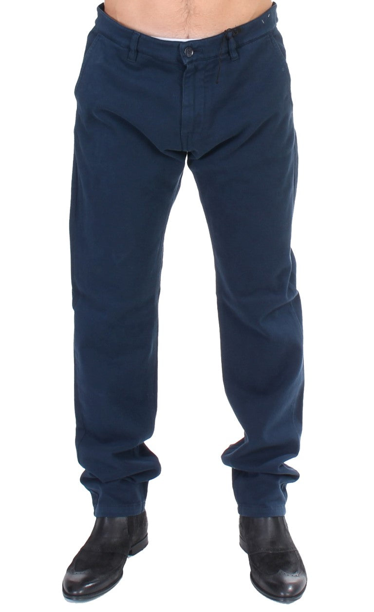 GF Ferre Elegant Blue Cotton Stretch Chinos