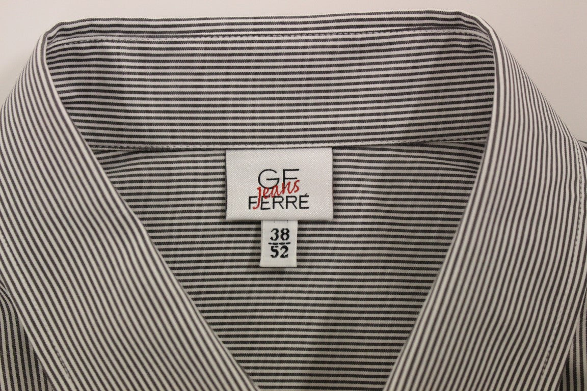 GF Ferre Chic Gray Striped Cotton Casual Shirt