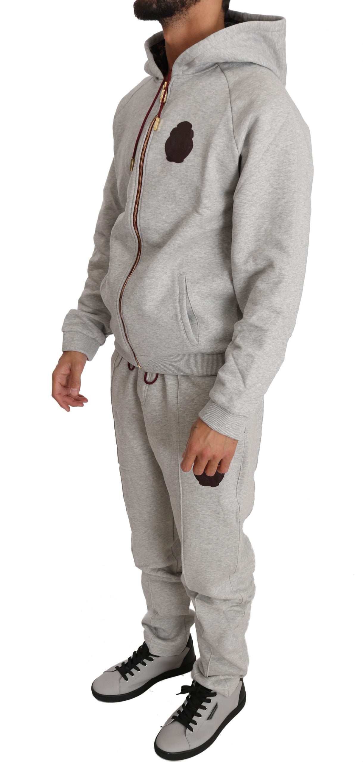 Billionaire Italian Couture Gray Cotton Sweater Pants Tracksuit