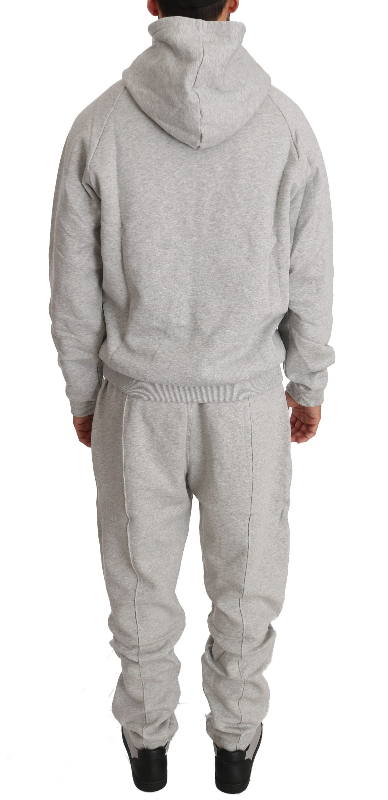 Billionaire Italian Couture Gray Cotton Sweater Pants Tracksuit