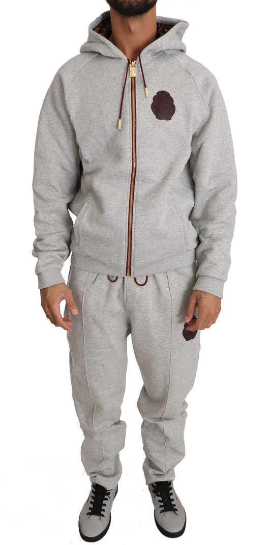 Billionaire Italian Couture Gray Cotton Sweater Pants Tracksuit