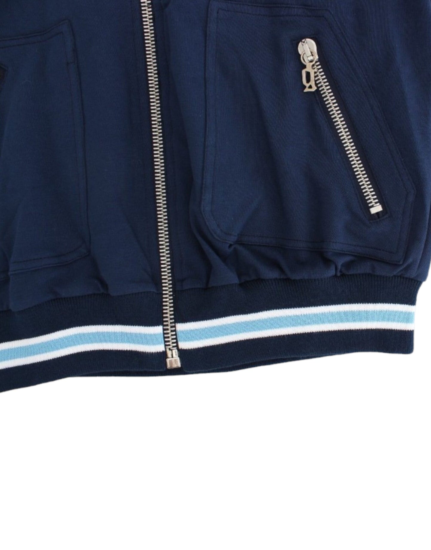 John Galliano Chic Blue Zip Cardigan with Logo Detail