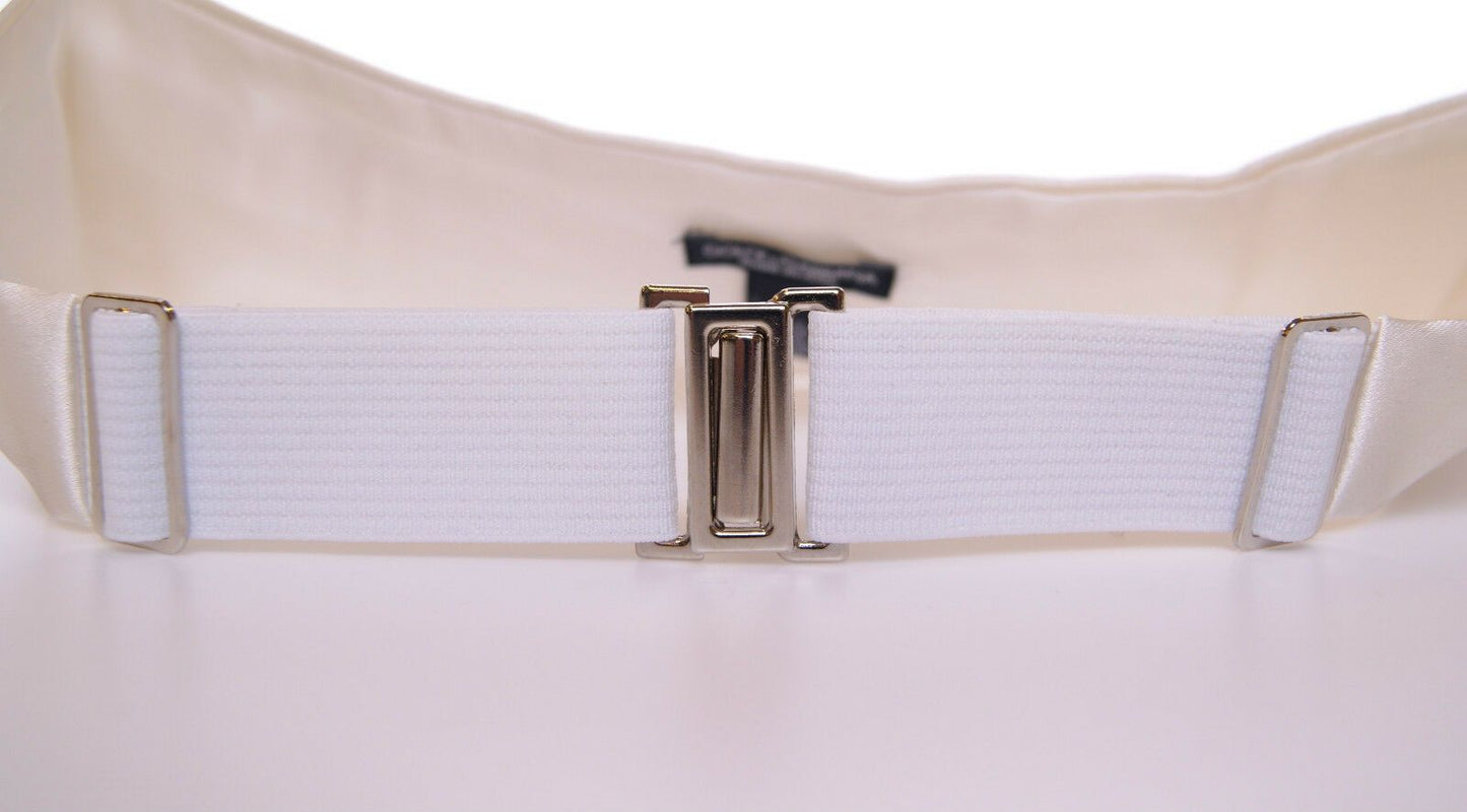 Dolce & Gabbana White Waist Tuxedo Smoking Belt Cummerbund