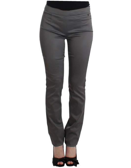 John Galliano Chic Gray Slim-Fit Designer Pants