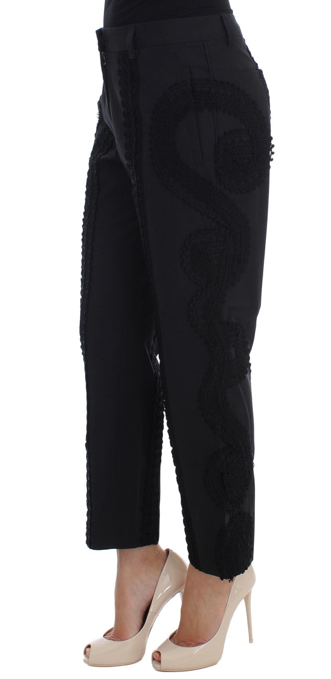 Dolce & Gabbana Black Cotton Stretch Torero Capris Pants