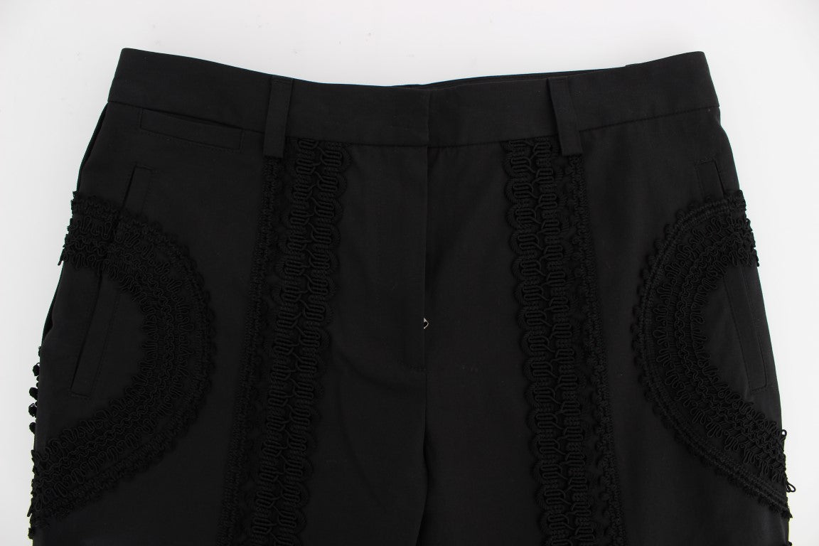 Dolce & Gabbana Black Cotton Stretch Torero Capris Pants