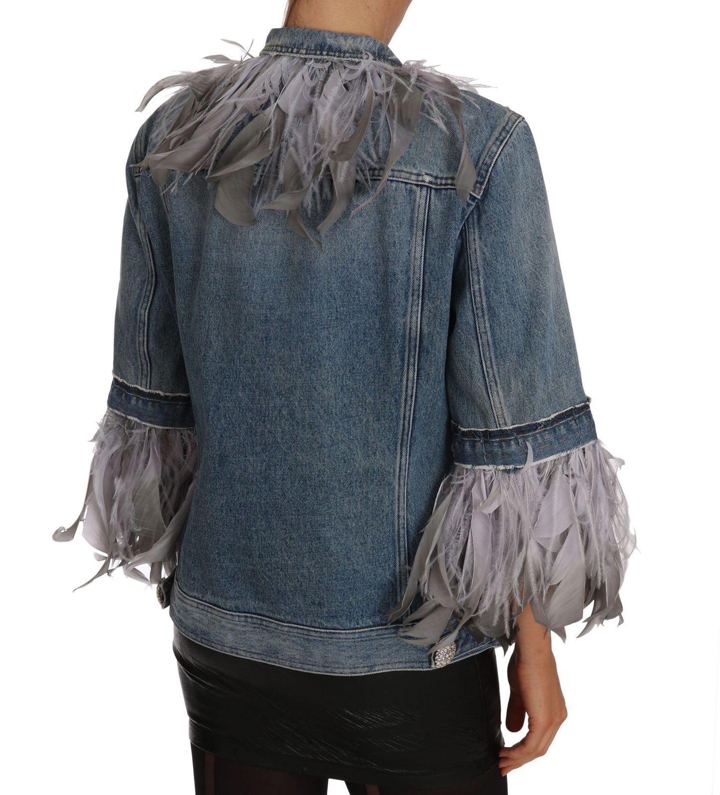 Dolce & Gabbana Embellished Feather Denim Extravaganza