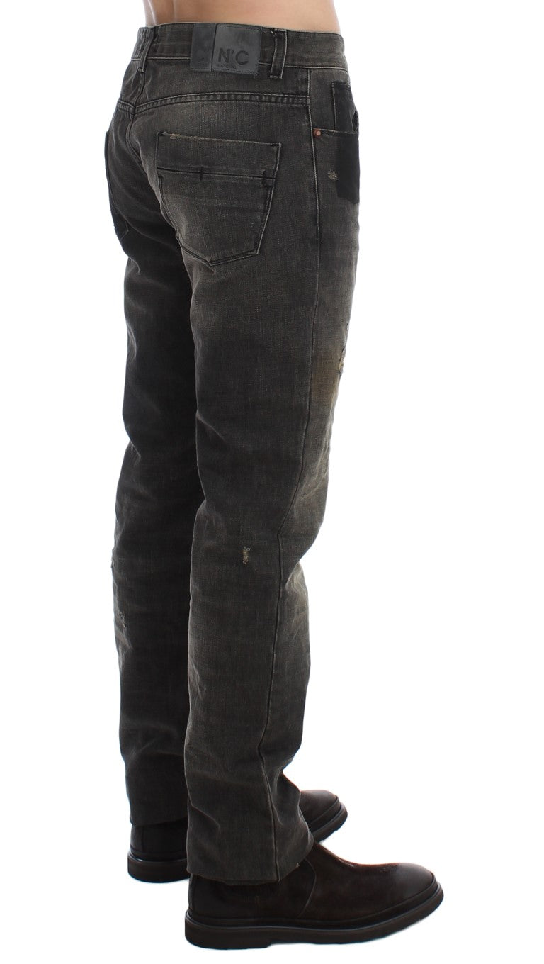 Costume National Elegant Gray Regular Fit Denim Jeans