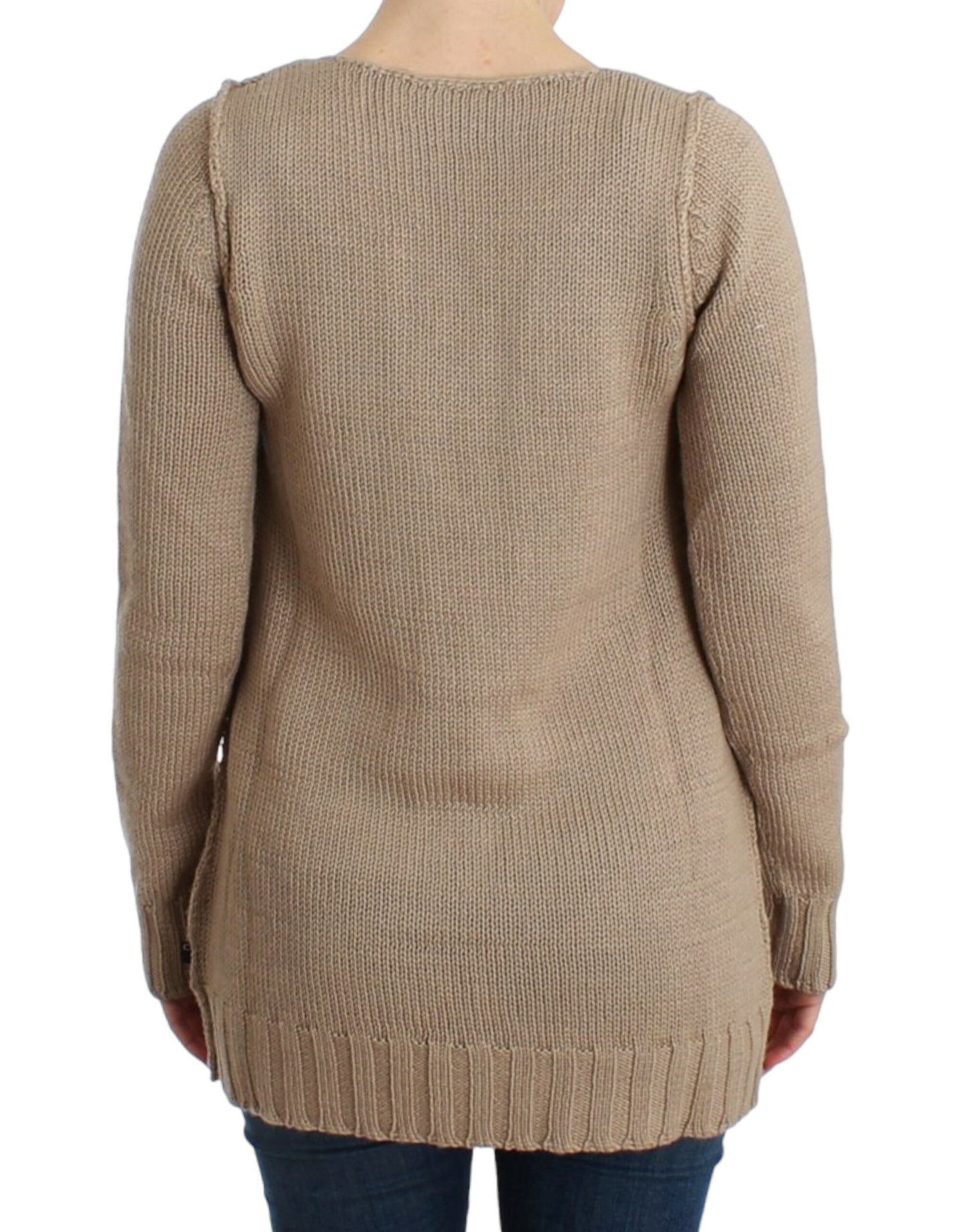 Cavalli Beige knitted wool sweater