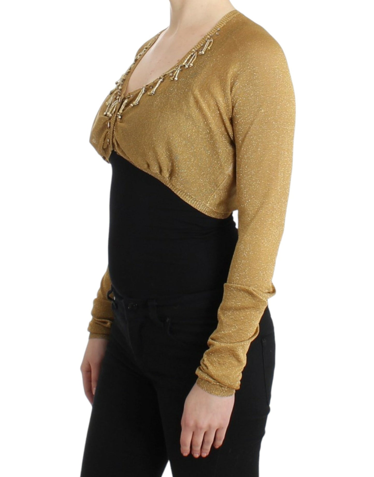 Cavalli Embellished Gold Shimmer Shrug