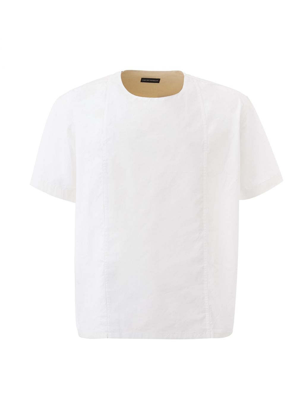 Emporio Armani Chic Oversized White Cotton Tee with Unique Button Detail