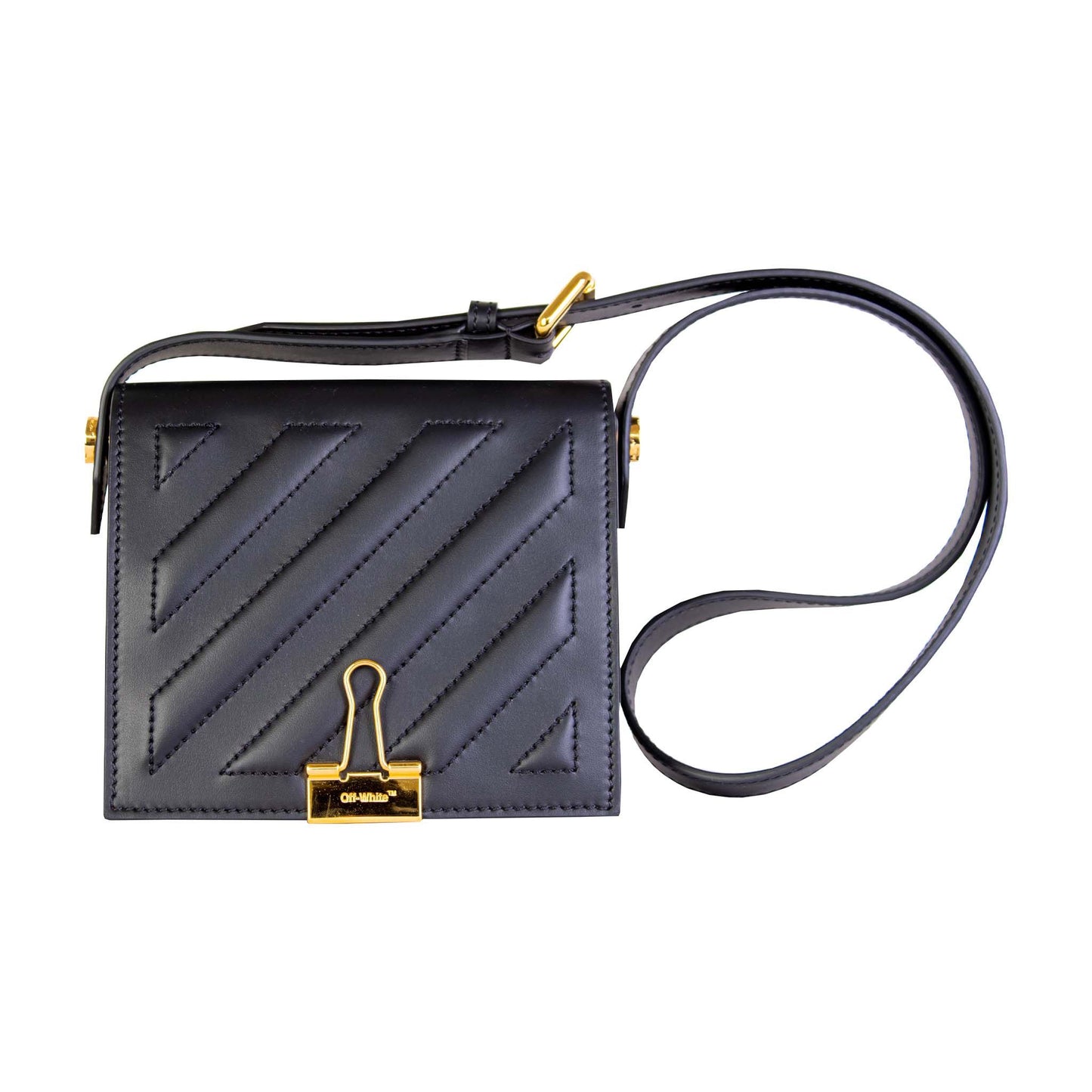 Off-White Elegant Black Leather Shoulder Bag