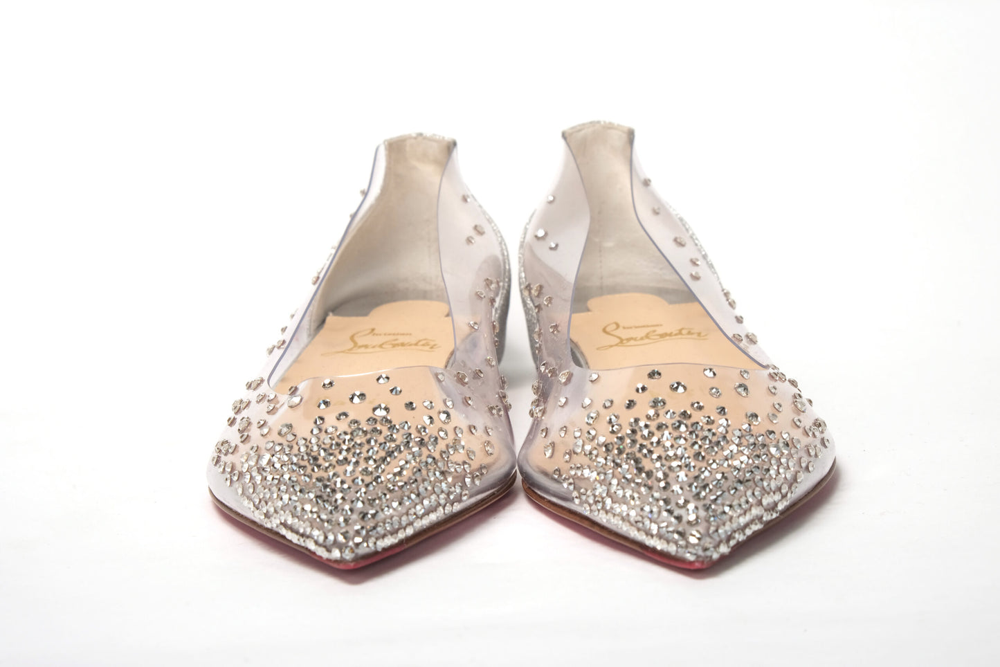 Christian Louboutin Silver Crystals Flat Point Toe Shoe