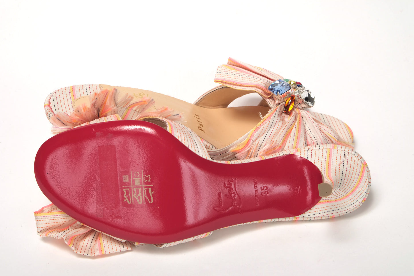 Christian Louboutin Multicolor Kitten Heel Studded Flat Shoes