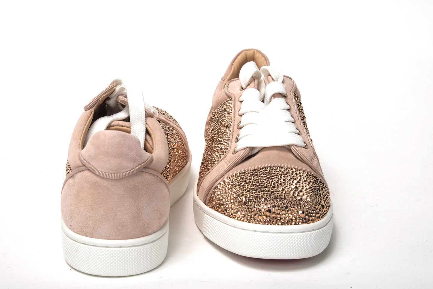 Christian Louboutin Antoinette Rose Gold Embellished Sneakers