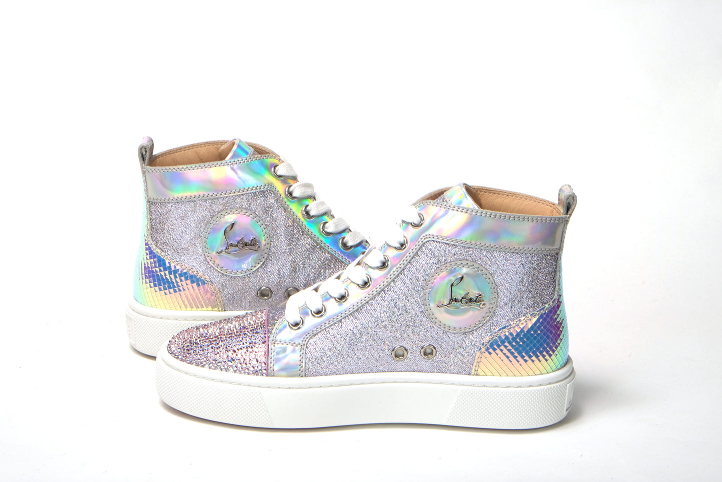 Christian Louboutin Ab/Silver Super Lou Strass Fla Sneakers