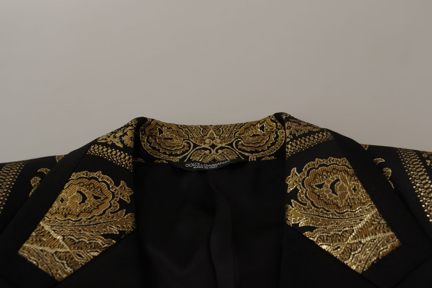 Dolce & Gabbana Black Gold Jacquard Single Breasted Blazer